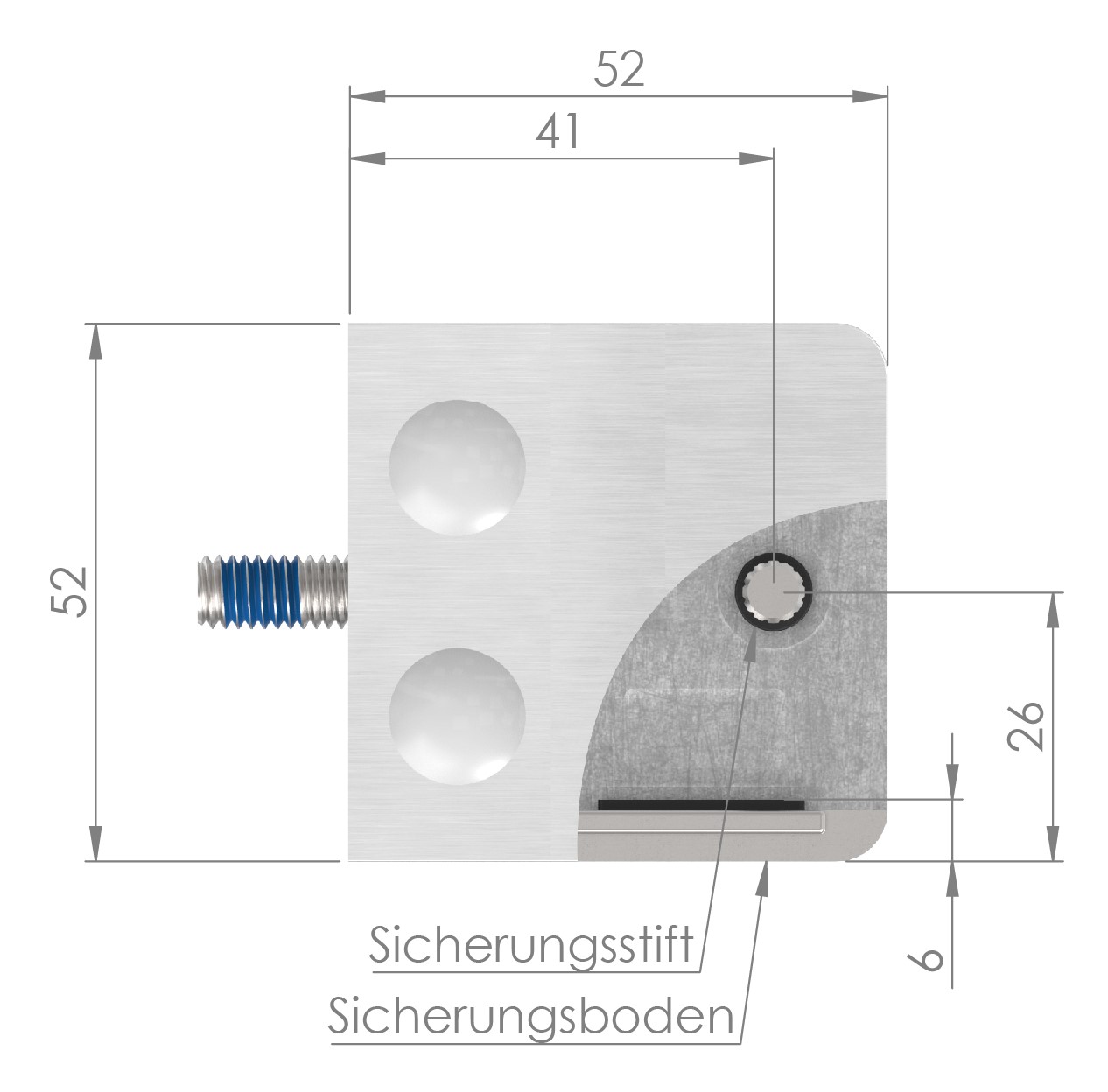 Glasklemme Mod. 34, Anschluss: 76,1mm, V4A