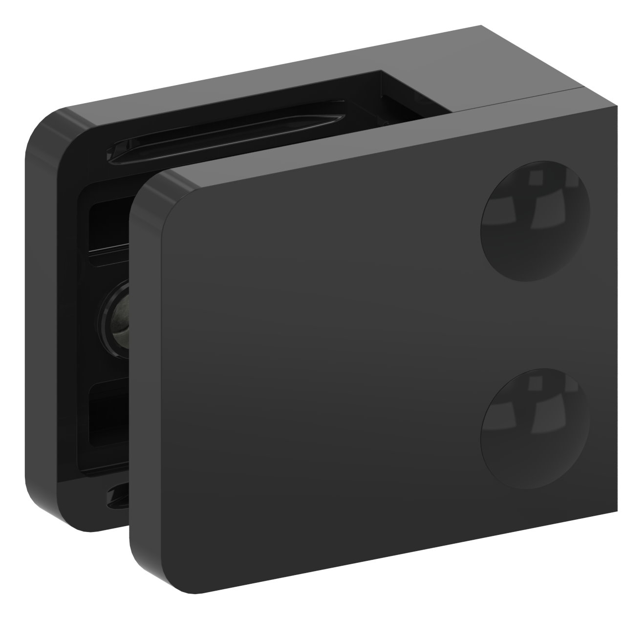 Glasklemme Mod. 36, Anschluss: gerade, in Zink roh pulverbeschichtet RAL 9005 matt