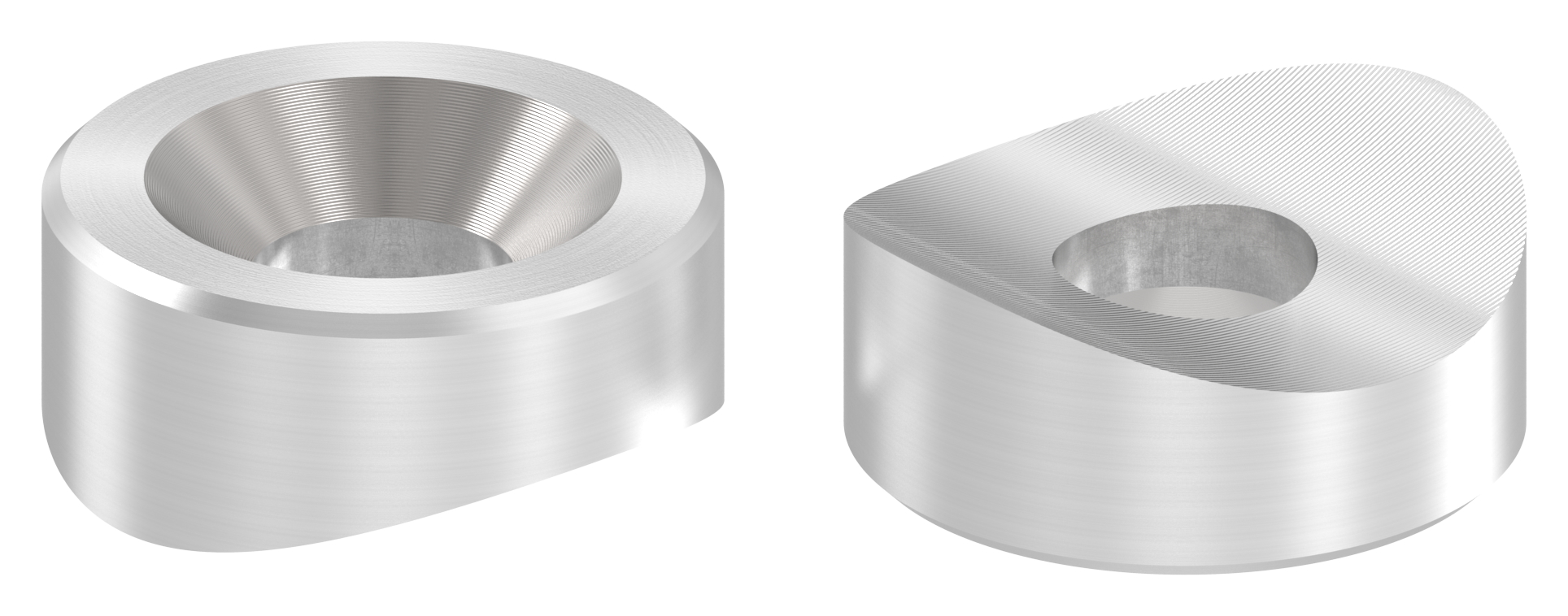 Ausgleichsstück für Rohr 33,7mm, Ø 18mm, mit gesenkter Bohrung 7mm, V2A