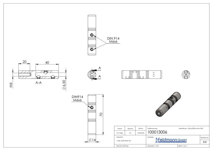 Gewindeterminal zur Selbstmontage, für 6mm Seil, V2A Gewindeterminal zur Selbstmontage, für 6mm Seil, V2A