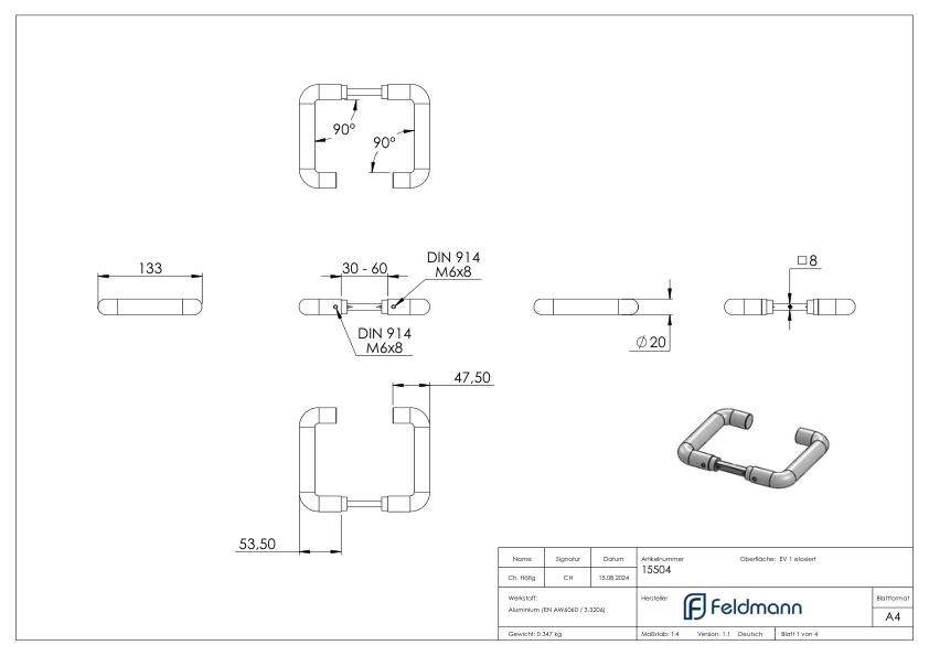 Türdrückerpaar, Aluminium