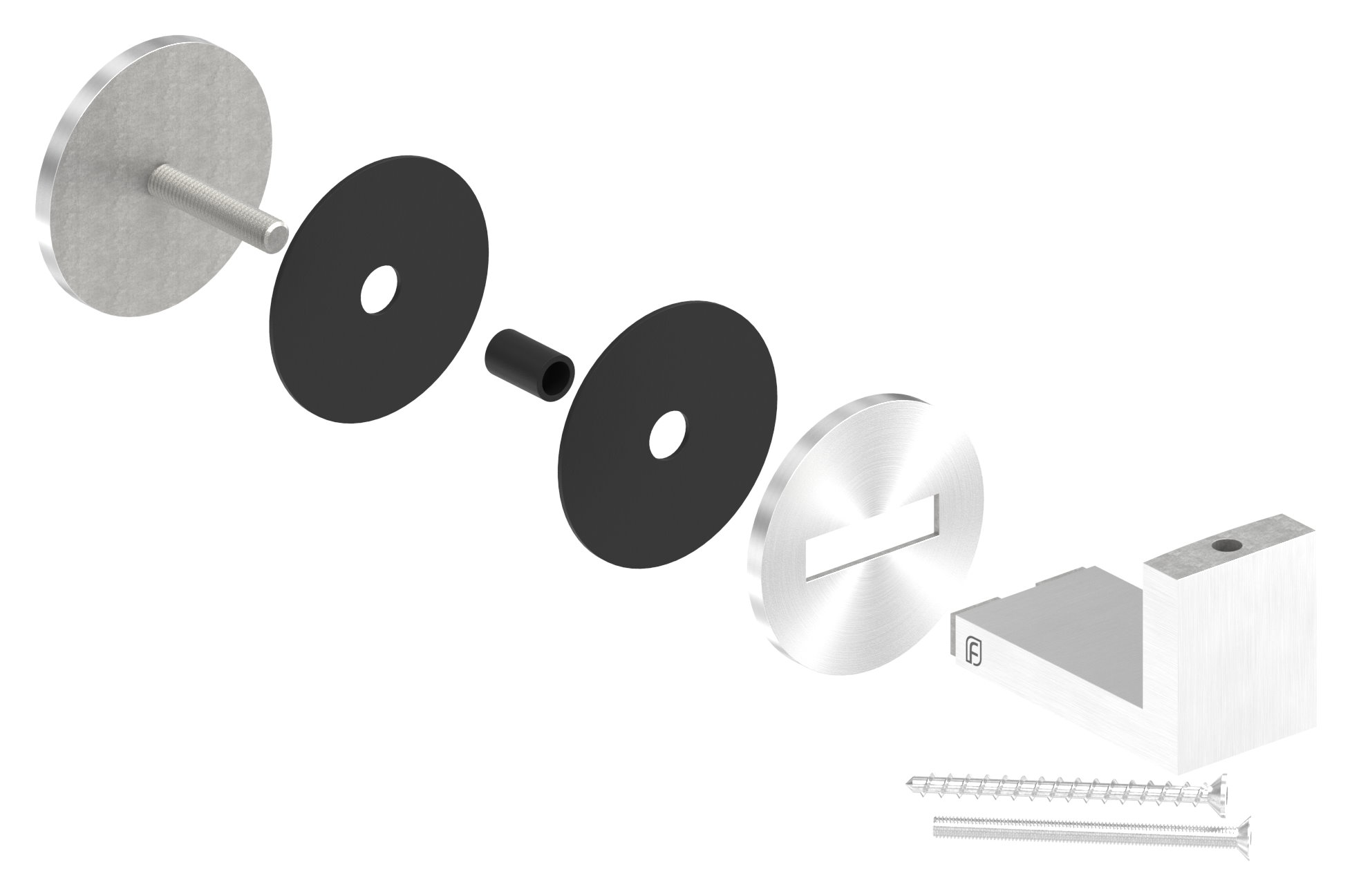 Sensa Design 1, flacher Anschluss, für Montage an Glas, V2A