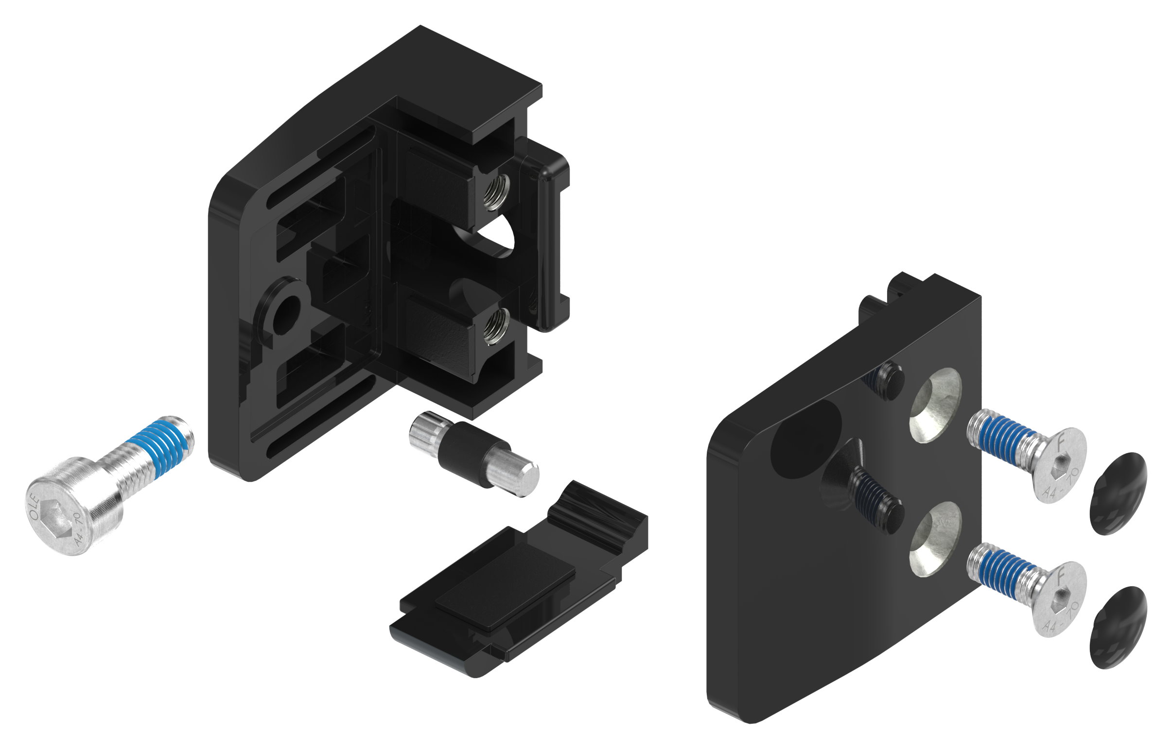 Glasklemme Mod. 34, Anschluss: gerade, Zink roh pulverbeschichtet RAL 9005 matt