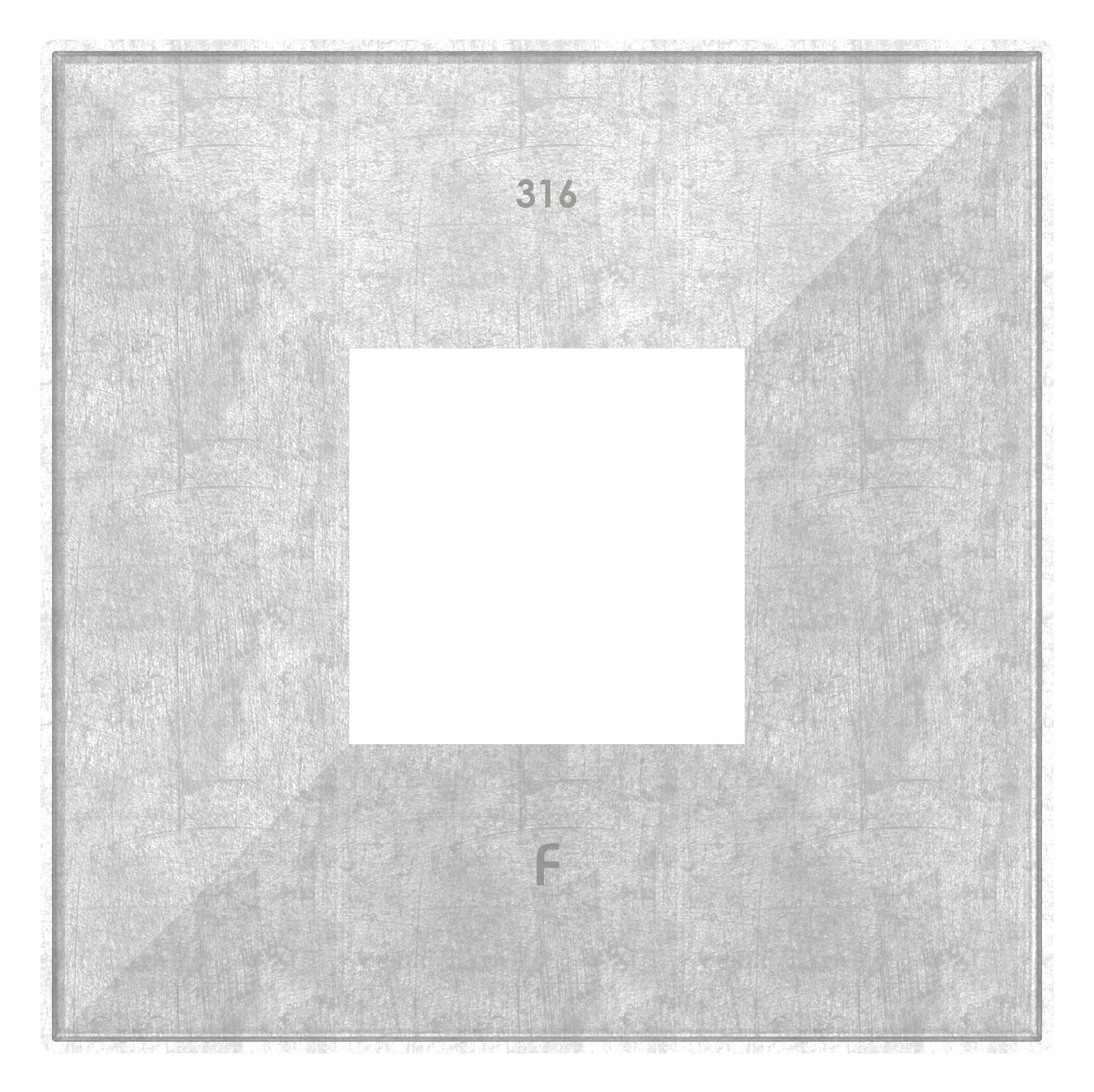 Abdeckrosette, 129x129x25mm für 50x50mm, V4A