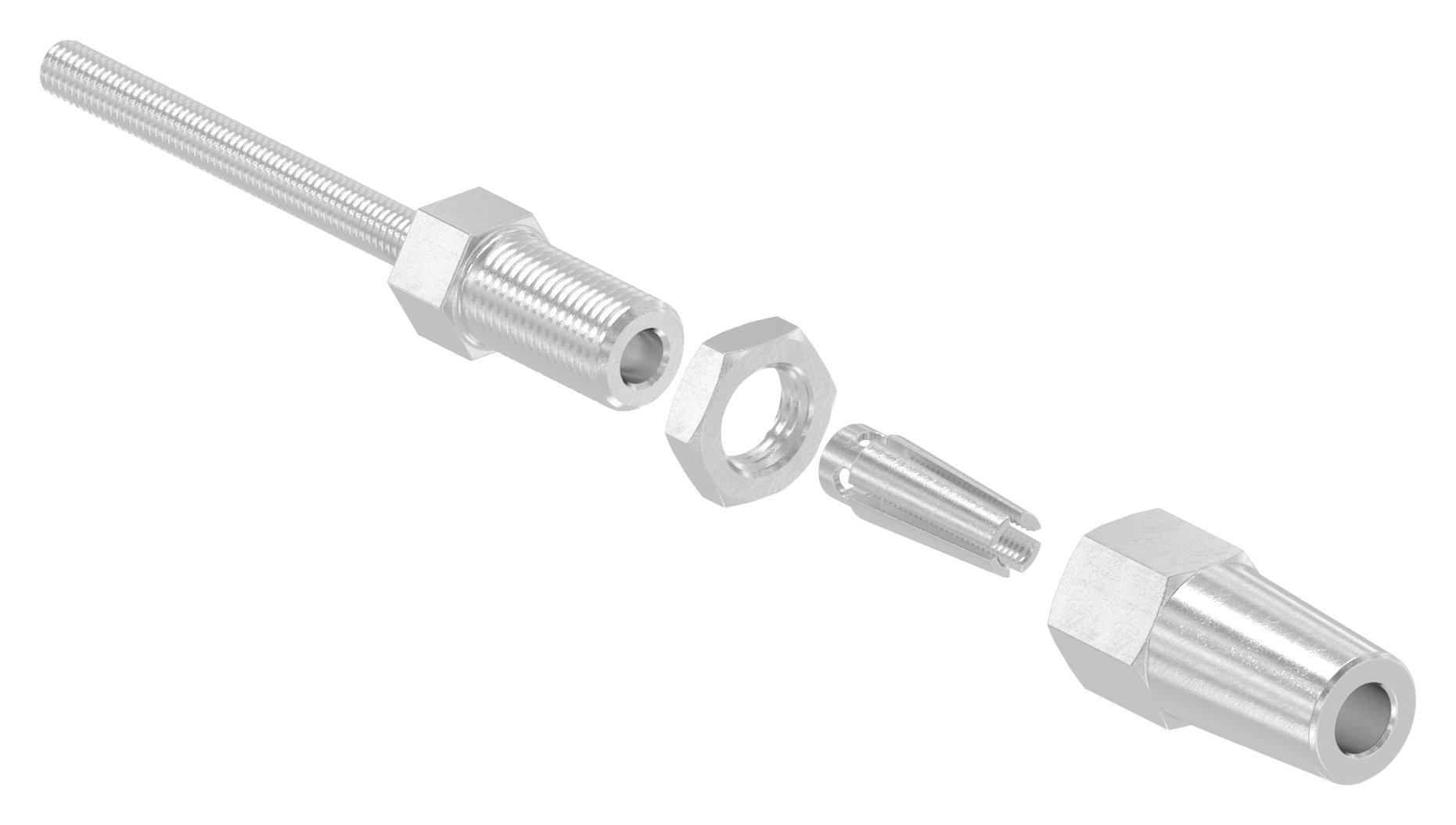 Gewindeterminal zur Selbstmontage für Seil Ø 5mm und Gewinde M6, V4A