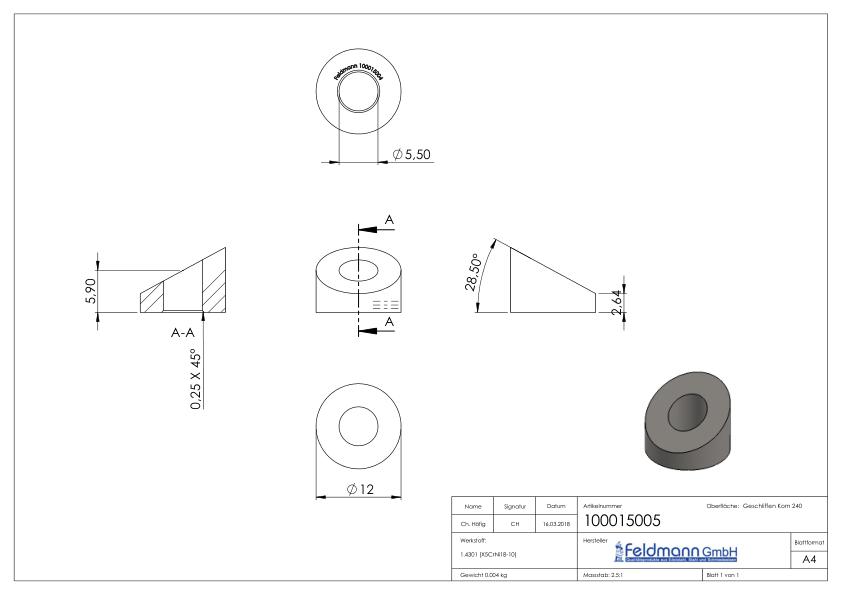 Formanschluss, für Gewinde M5, V2A Formanschluss, für Gewinde M5, V2A