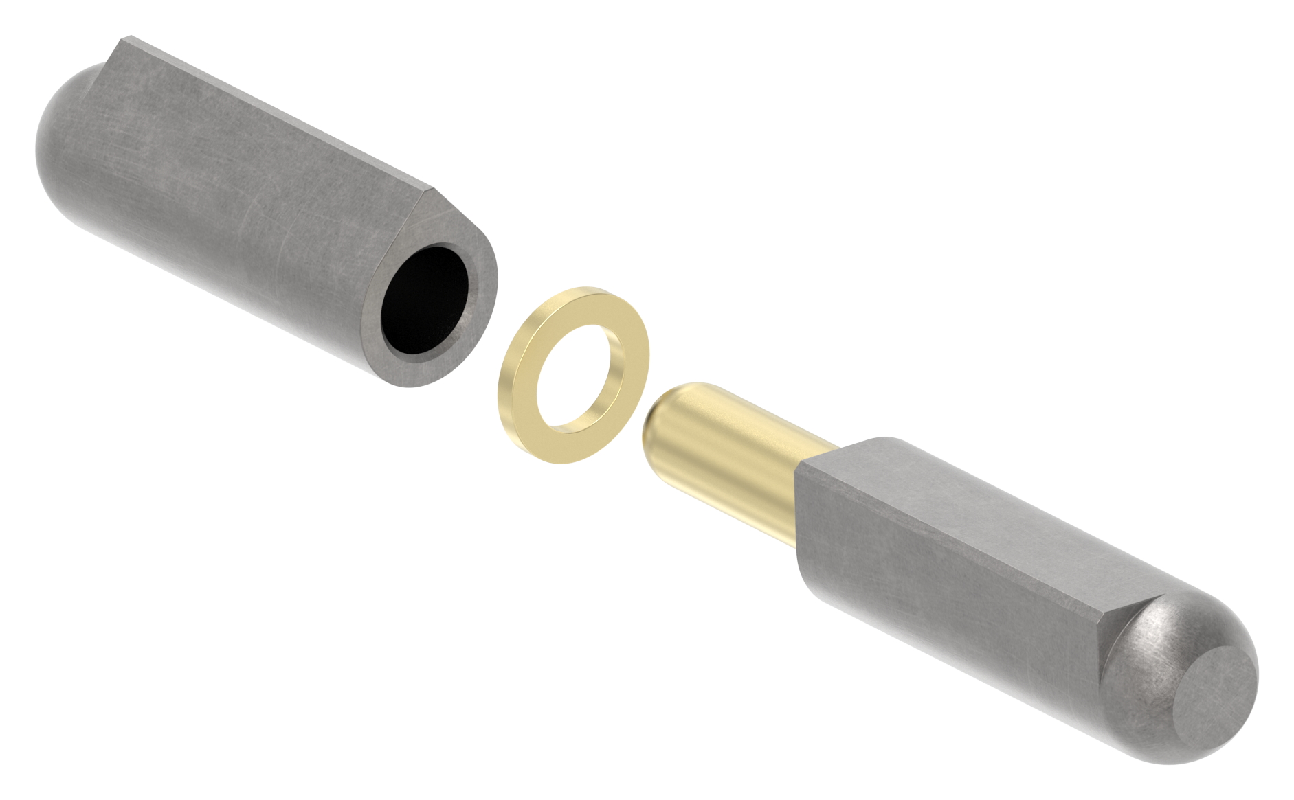 Anschweißband mit Messingring und -stift, Länge: 80mm