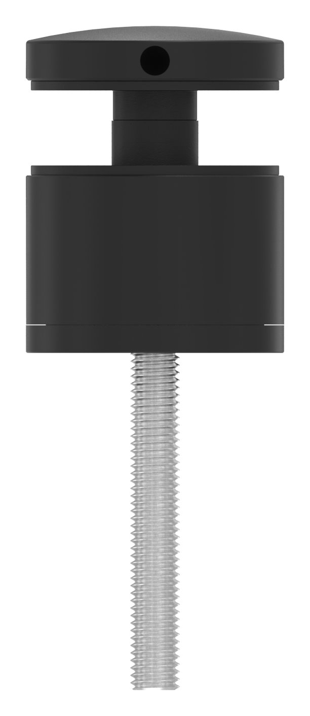 Glaspunkthalter 52mm, flach, verstellbar, V2A, pulverbeschichtet in RAL 9005 schwarz matt