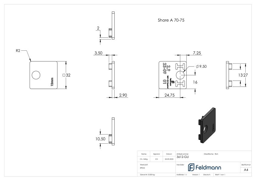 1 Paar Gummi für Mod. 36, für ESG-Glas 12mm