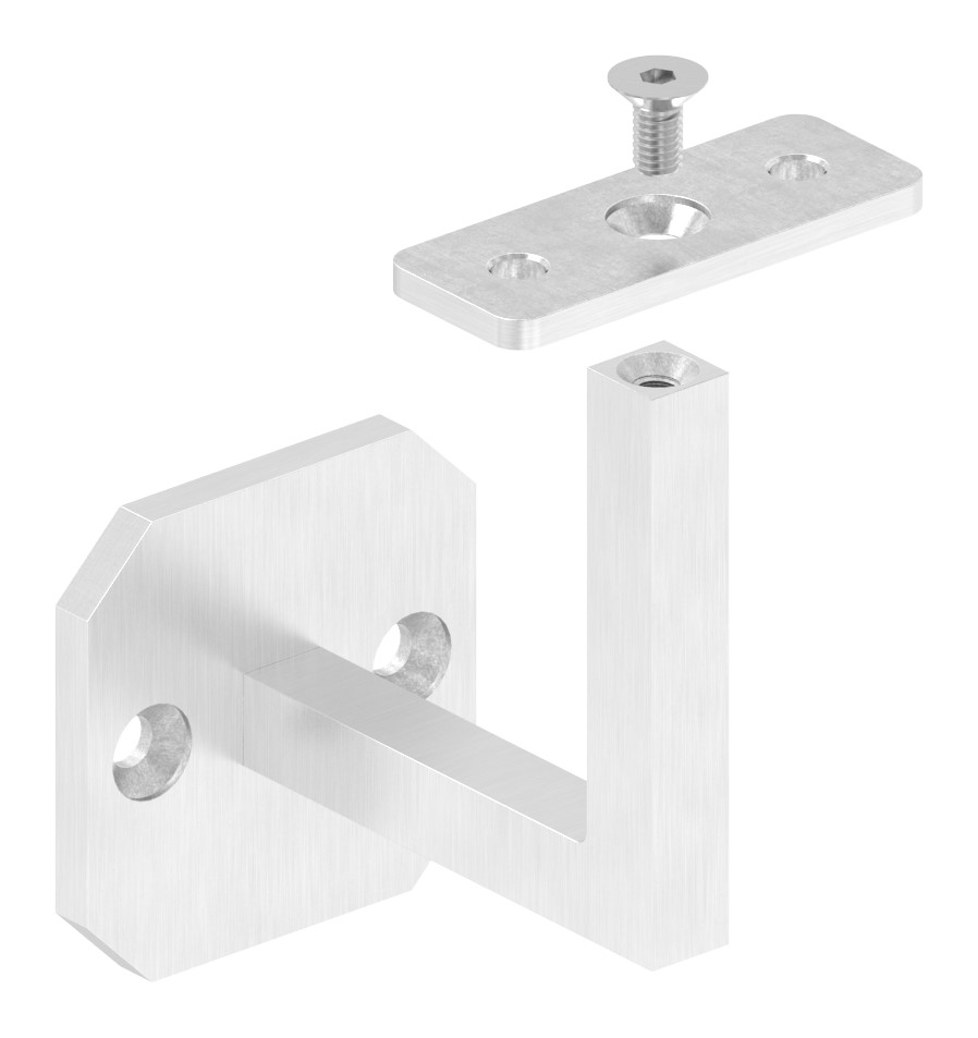 Handlaufhalter eckig mit gerader Handlaufanschlussplatte (Ronde und Bügel verschweißt), V4A