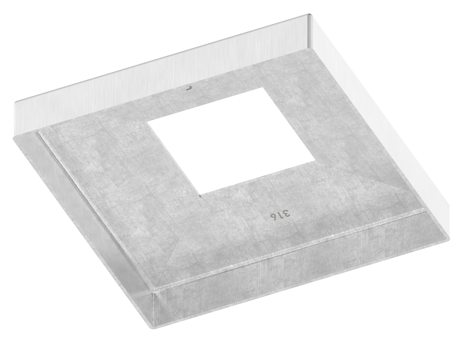 Abdeckrosette, 129x129x25mm für 50x50mm, V4A