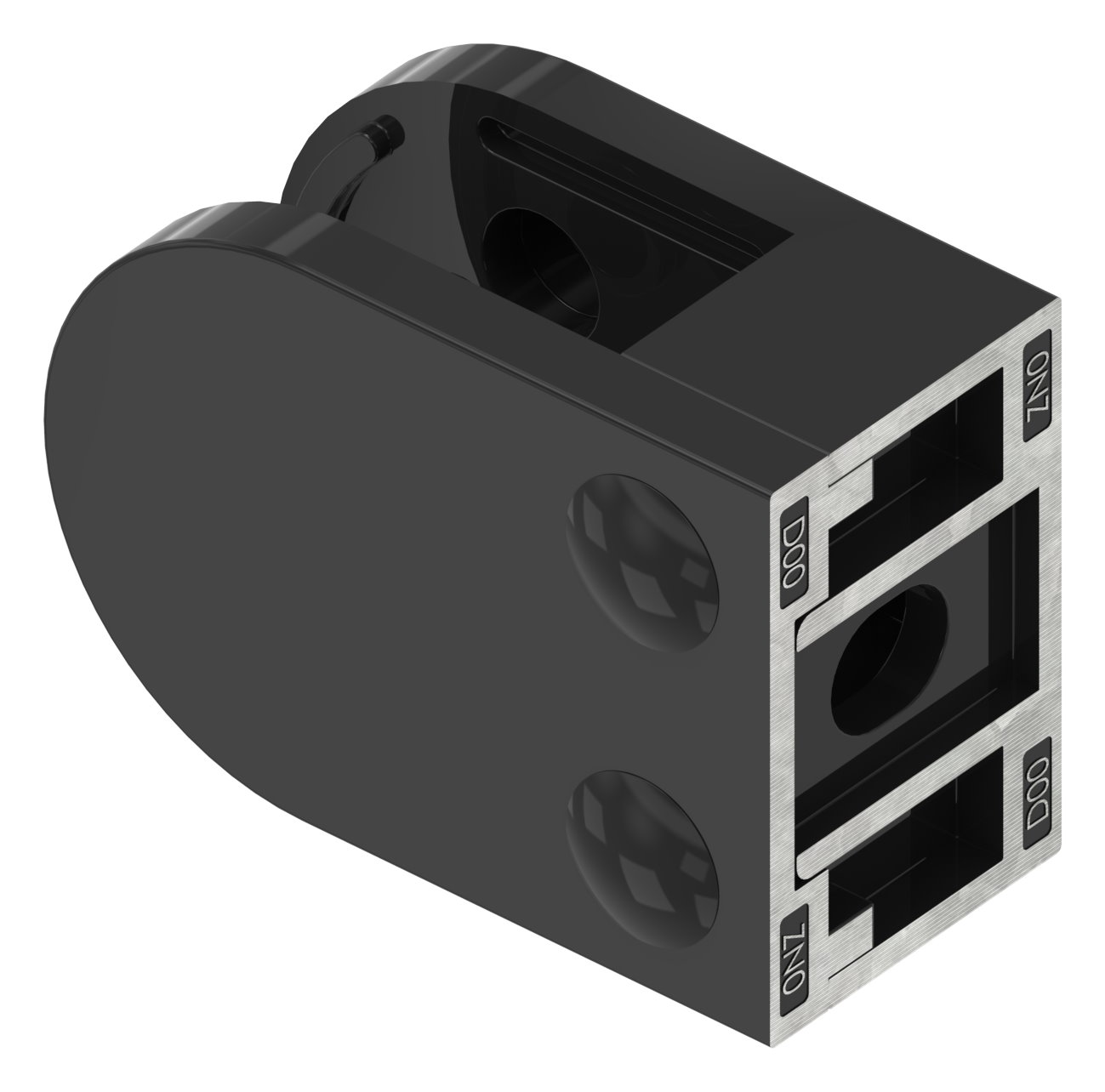 Glasklemme Mod. 38, Anschluss: gerade, Zink roh pulverbeschichtet RAL 9005 matt