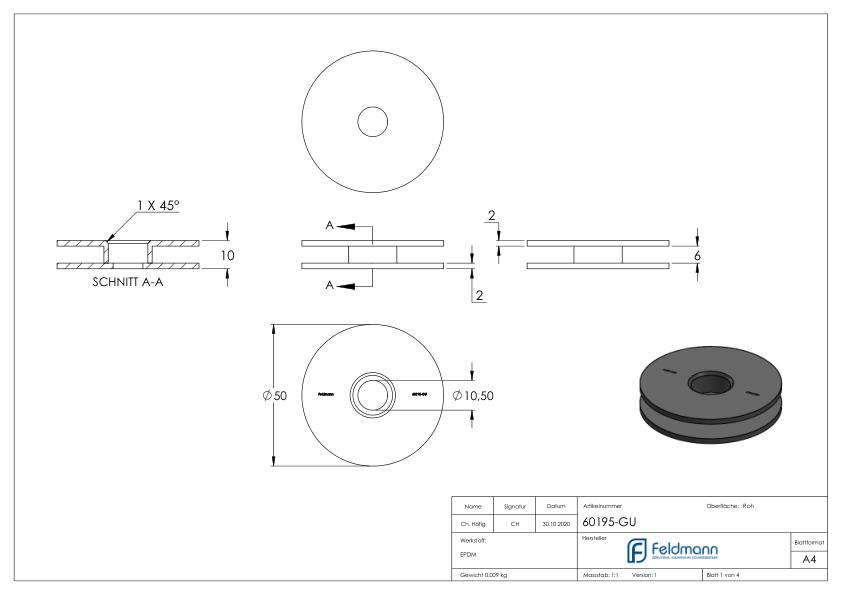 Gummipaar für 52mm Glaspunkthalter