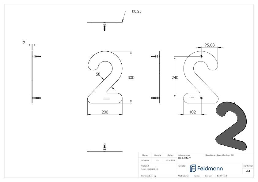 Hausnummer 2 - "groß", V2A