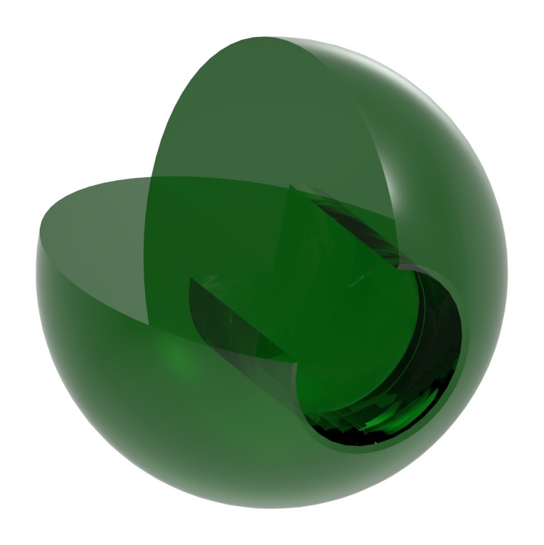 Glaskugel grün Ø 30mm mit Sackloch 12,3mm