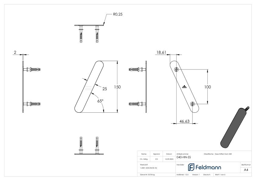 Schrägstrich - "klein", V2A