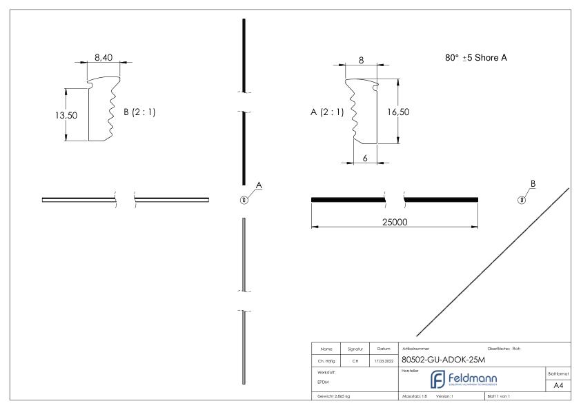 Abschlussdichtung, EPDM, 25m, schwarz