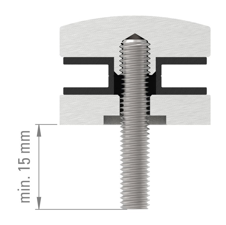 Glaspunkthalter 40mm, Anschluss: 42,4mm, V2A