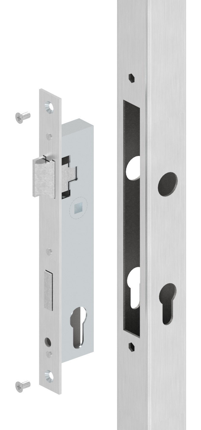 Schlossrohr inkl. Schloss mit Abstand 92 mm, 40x40x2,0 glatt, 2000mm, V2A