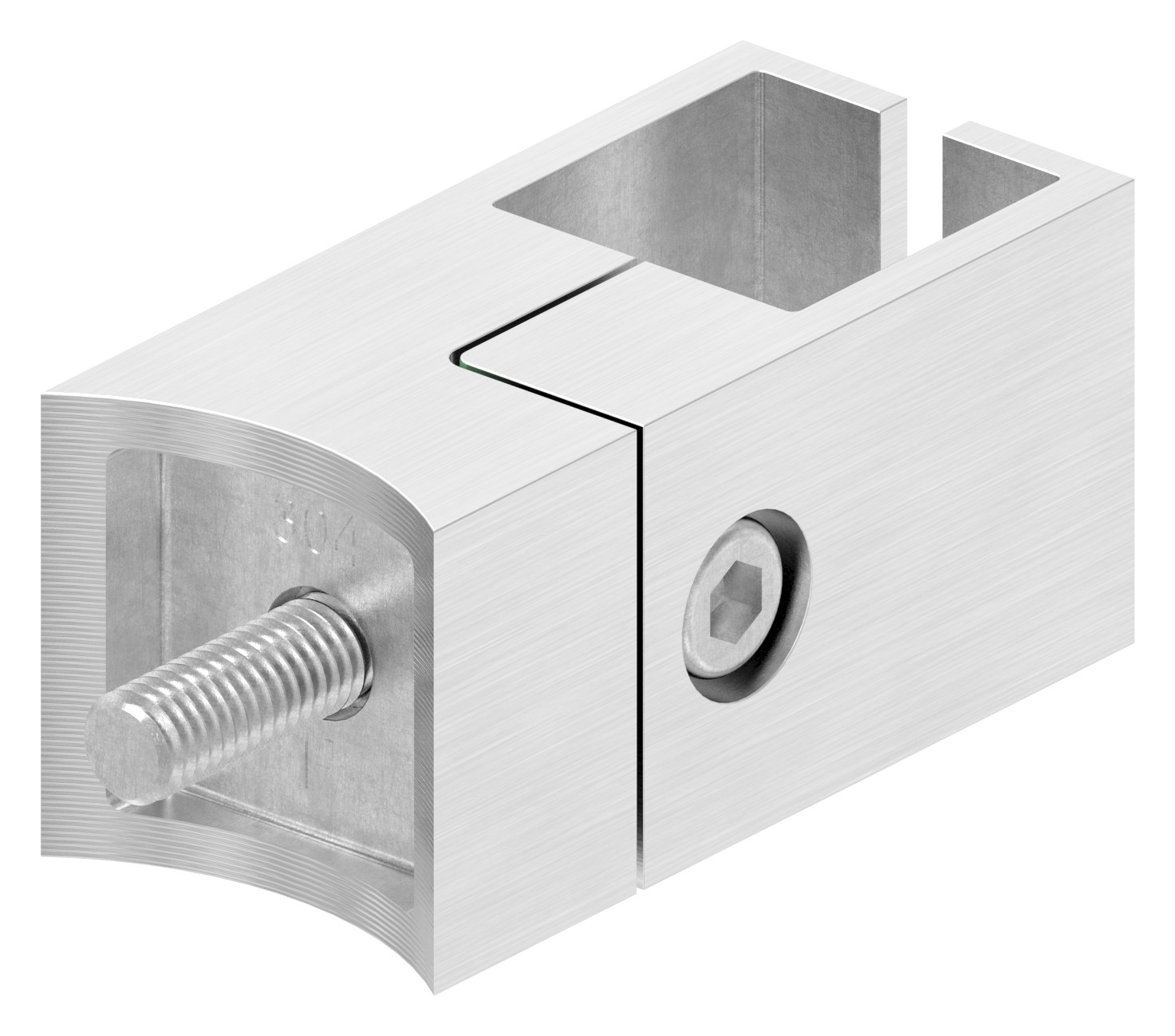 Halter für quadratisches Klemmprofil 20x20mm, Anschluss: 42,4mm, V2A