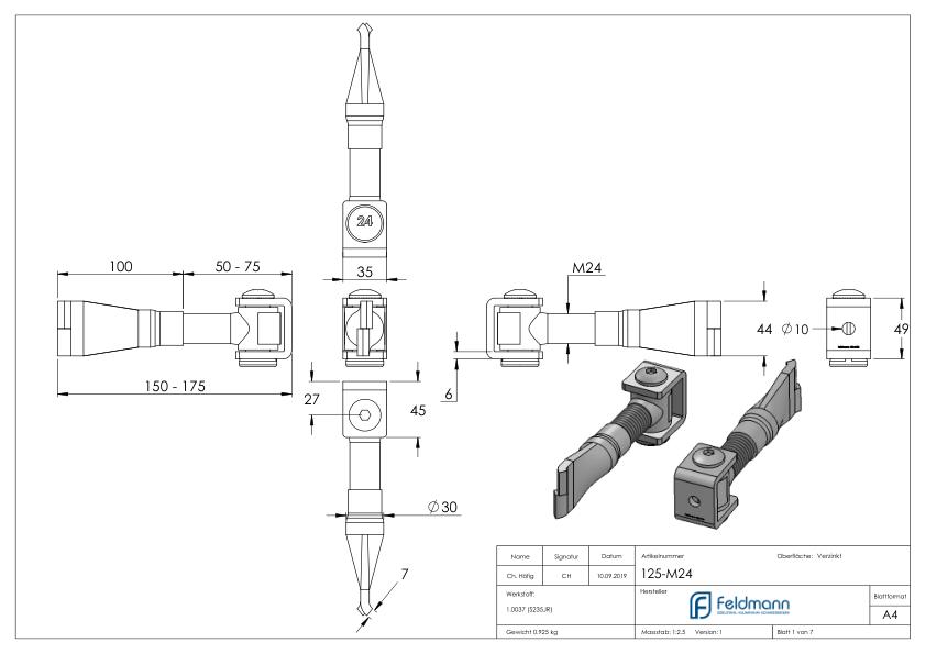 Torband M24, galvanisch verzinkt