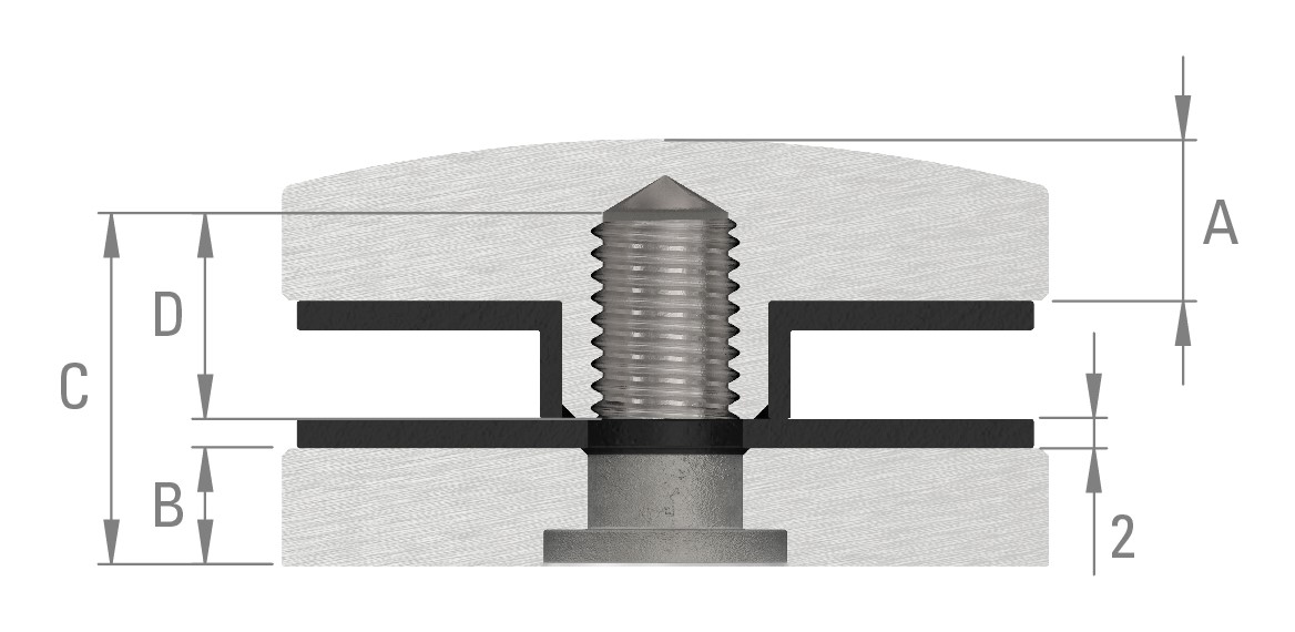 Oberteil für 52mm Glaspunkthalter, V2A Oberteil für 52mm Glaspunkthalter, V2A