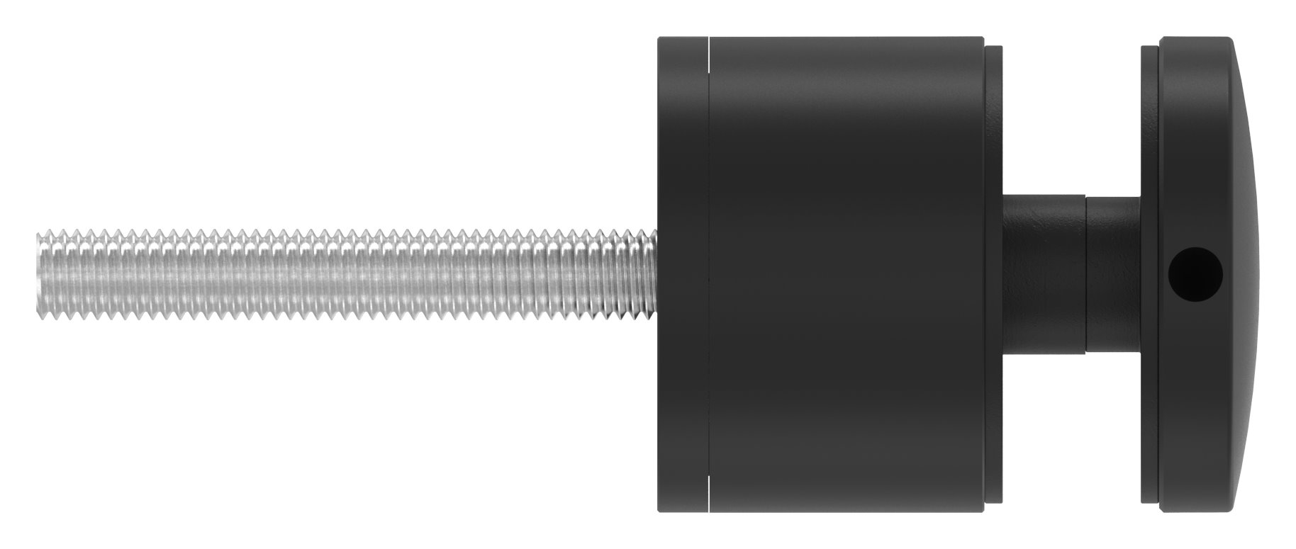 Glaspunkthalter 52mm, flach, verstellbar, V2A, pulverbeschichtet in RAL 9005 schwarz matt