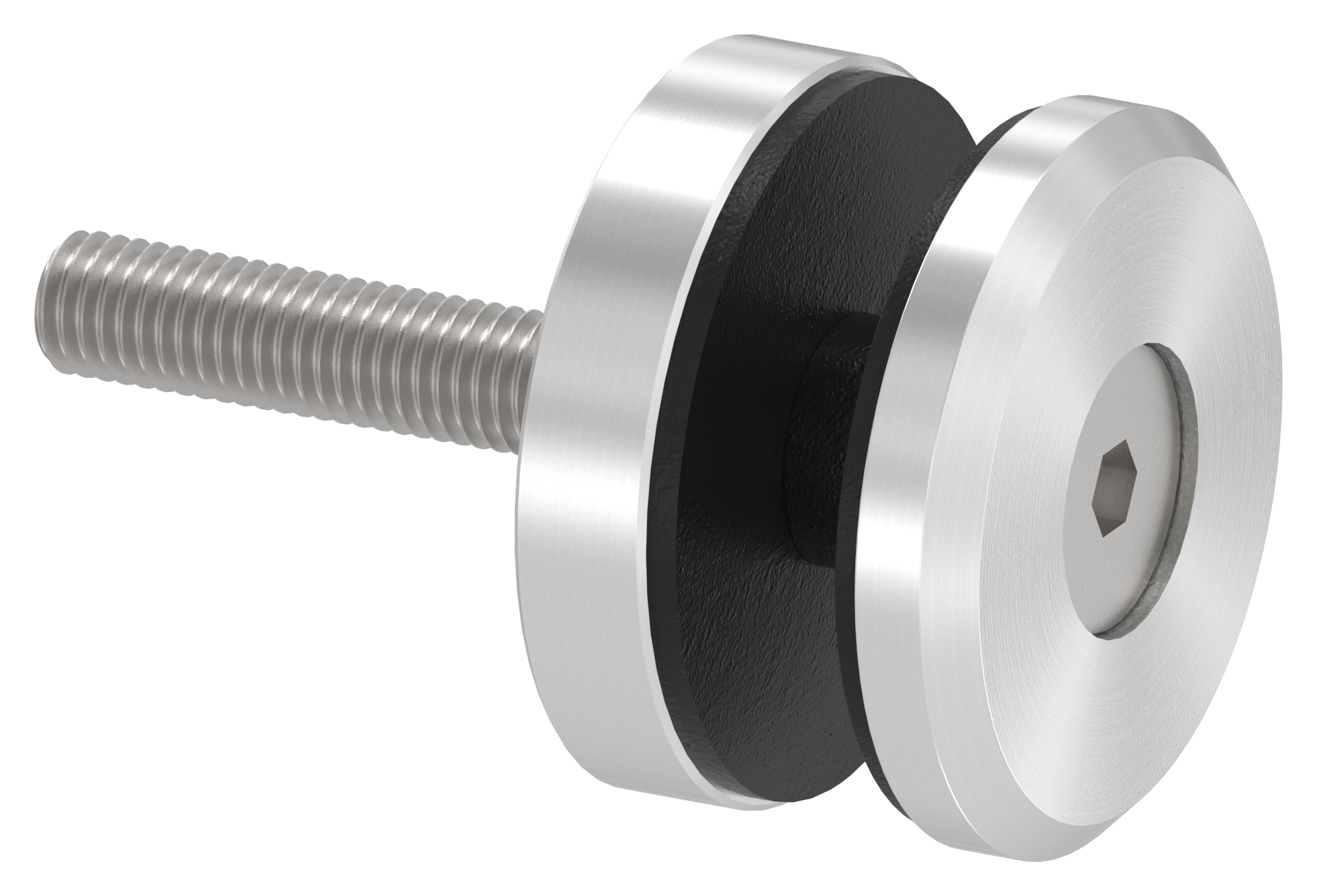 Glaspunkthalter 52mm, flach, mit Schraube, V2A