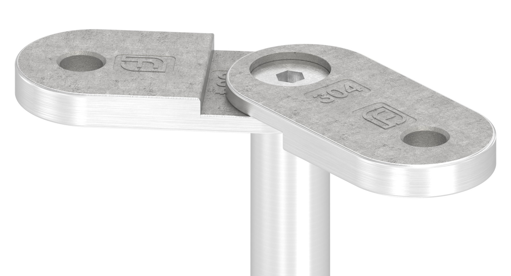 Handlaufanschlussplatte verstellbar, flach, V2A