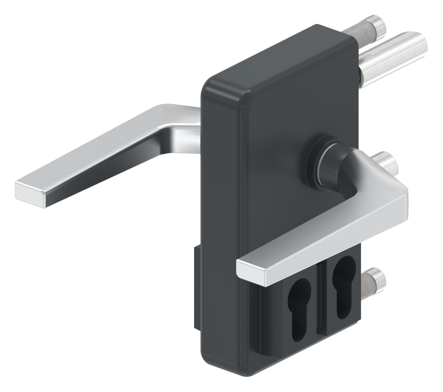 Gittertorschloss GTS 2 mit Doppelzylinder für Rohrstärke 40-60mm, Gehäuse RAL 7016
