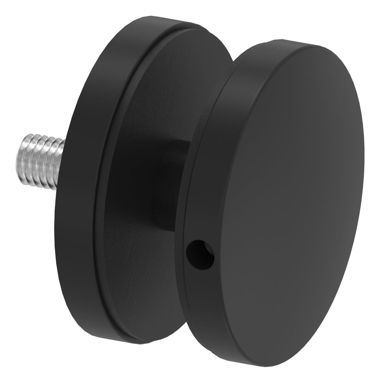 Glaspunkthalter 62mm, Anschluss: flach, V2A, pulverbeschichtet in RAL 9005 schwarz matt