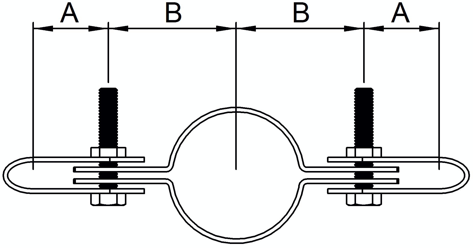 Halter beidseitig, für Rohr Ø 33,7mm