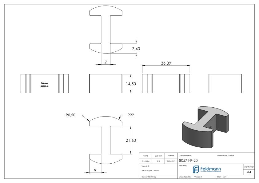 Glasausrichter für Ganzglasgeländer, für Glas 20,76 - 21,52mm