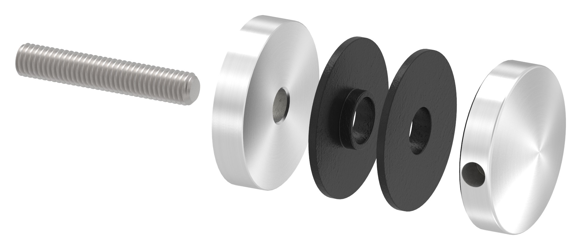 Glaspunkthalter 40mm, Anschluss: flach, V2A