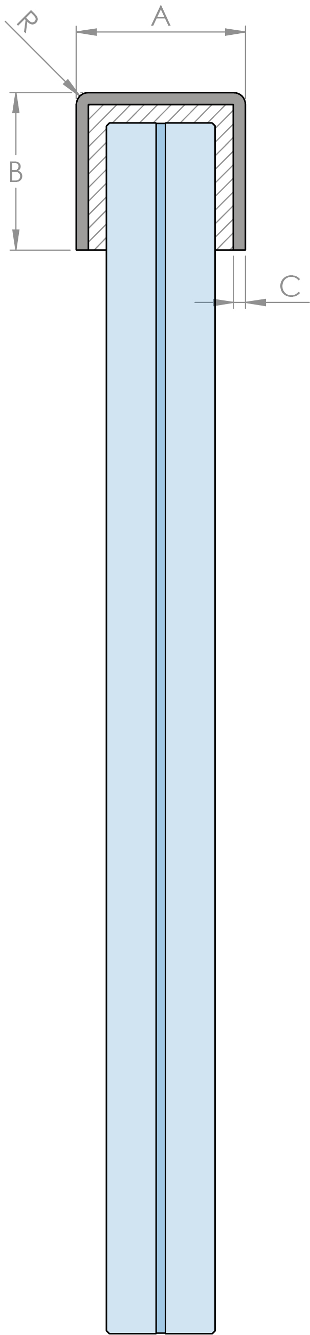 Edelstahl-U-Profil, 24x20x2mm, L: 3000mm, V2A