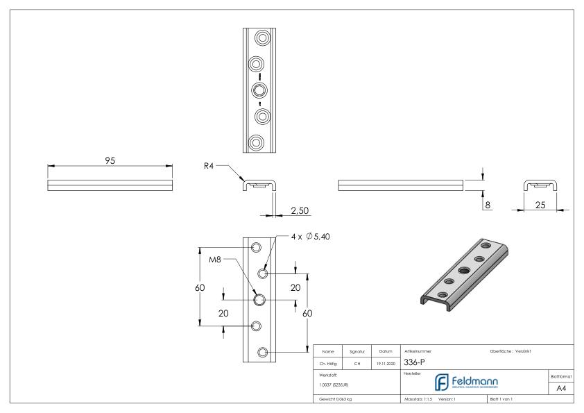 Platte für Laufrollen
