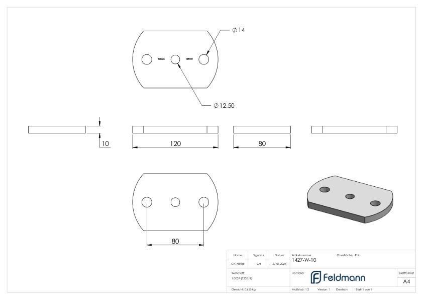 Ankerplatte 120x80x10mm
