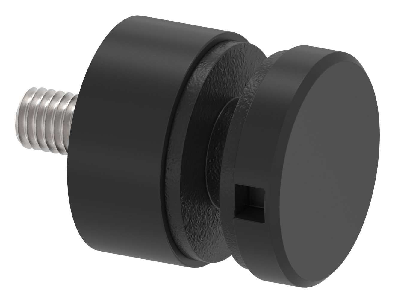 Glaspunkthalter 30mm, Anschluss: flach, V2A, pulverbeschichtet in RAL 9005 schwarz matt