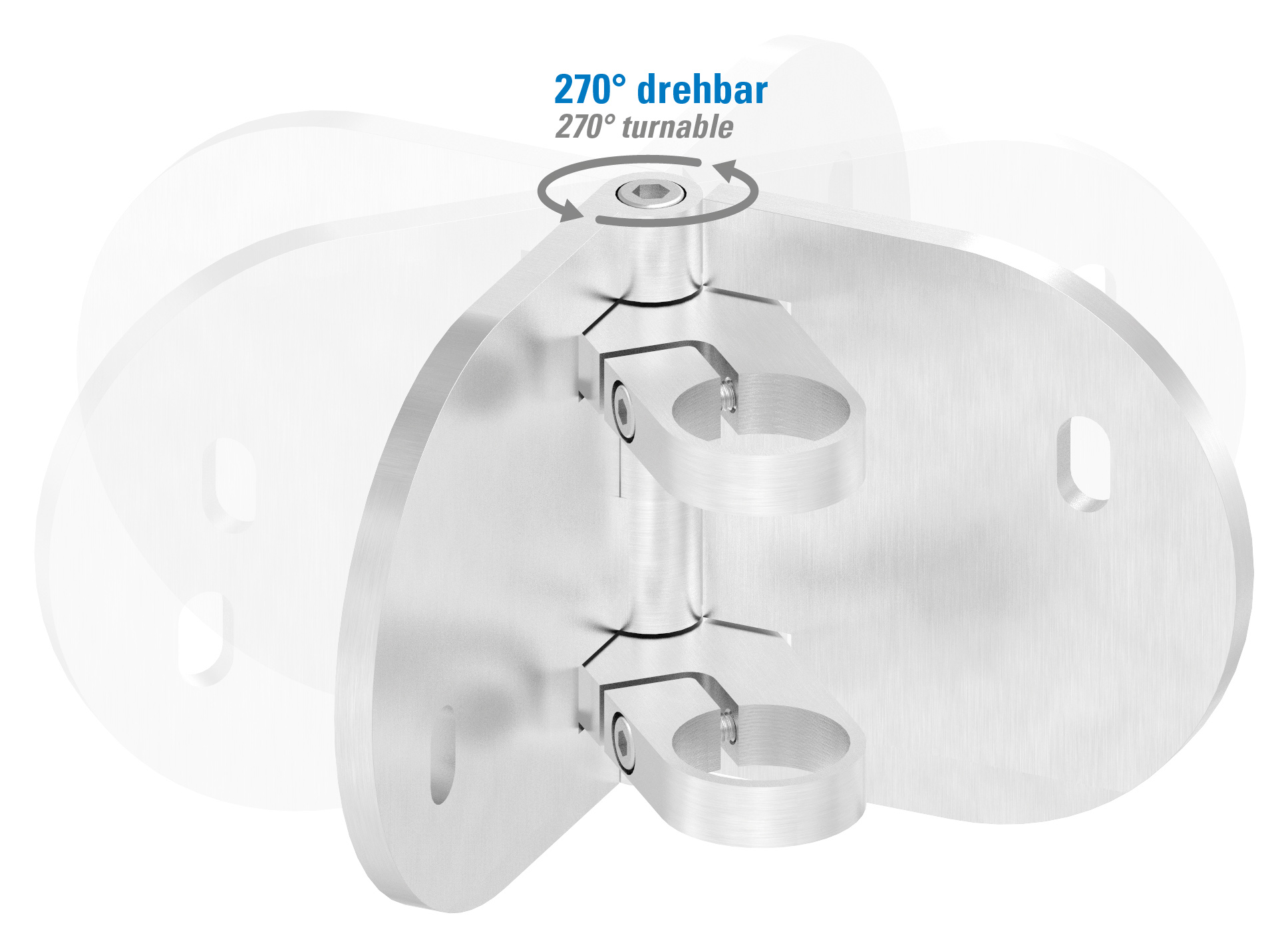 Wandbefestigung für Geländerpfosten 42,4mm, Ecke, V2A