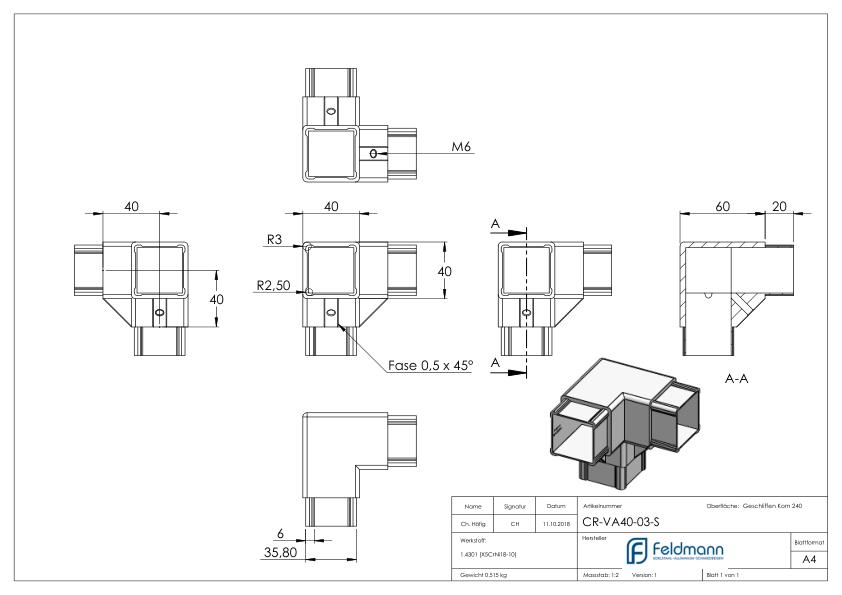 CORNECT Ecke 90° mit Abgang Set