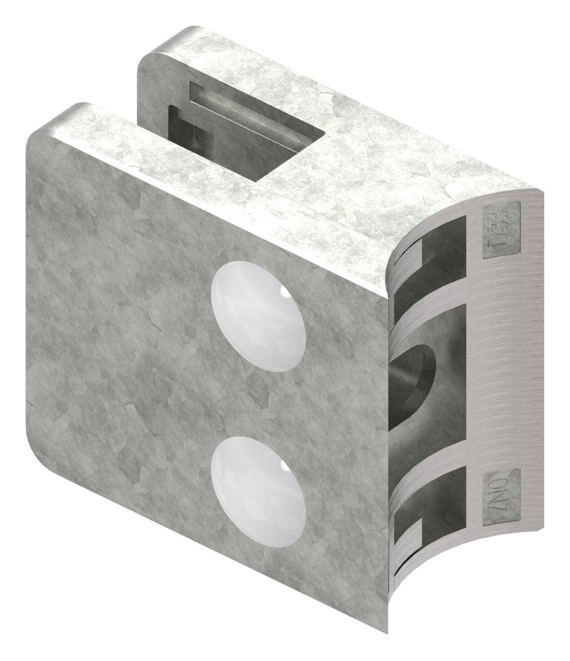 Glasklemme Mod. 31, Anschluss: 33,7mm, Zink roh Glasklemme Mod. 31, Anschluss: 33,7mm, Zink roh