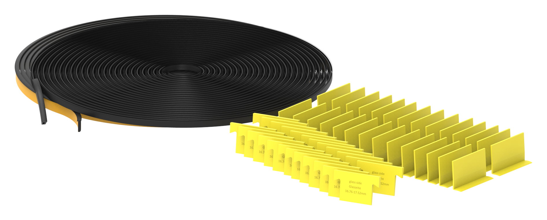 Montageset für 25m Aluprofil für Glas 16,76-17,52mm