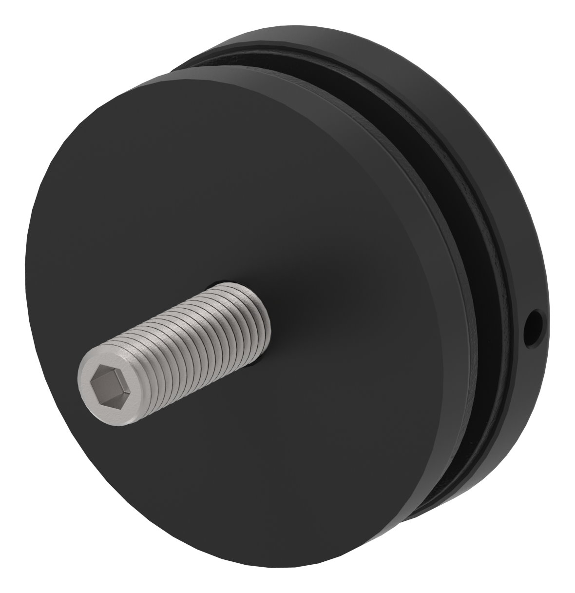 Glaspunkthalter 72mm, Anschluss: flach, V2A, pulverbeschichtet in RAL 9005 schwarz matt