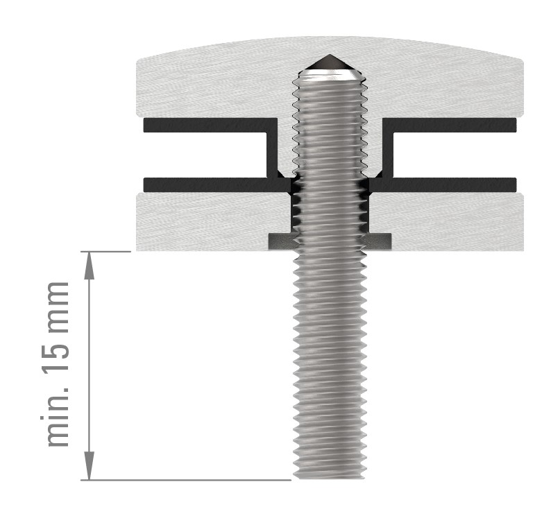 Oberteil für 52mm Glaspunkthalter, V2A Oberteil für 52mm Glaspunkthalter, V2A