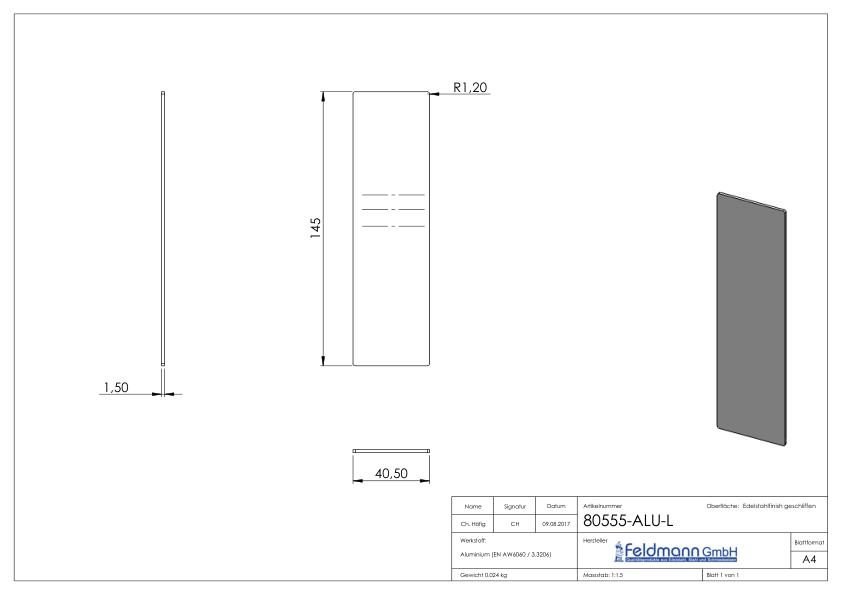 Endkappe für Aluprofil 80400-ALU, max. 41° Schräge