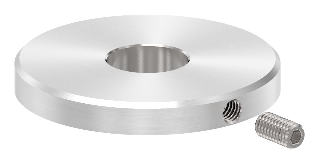 Abdeckscheibe 40x5mm, mit Rundschliff und Fase, Bohrung 12,3mm, V2A