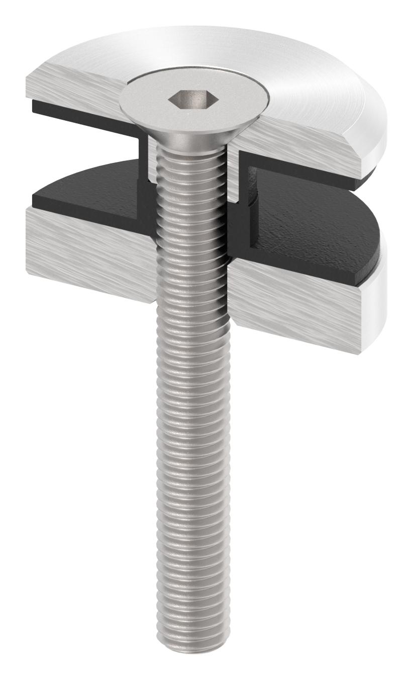 Glaspunkthalter 52mm, flach, mit Schraube, V4A