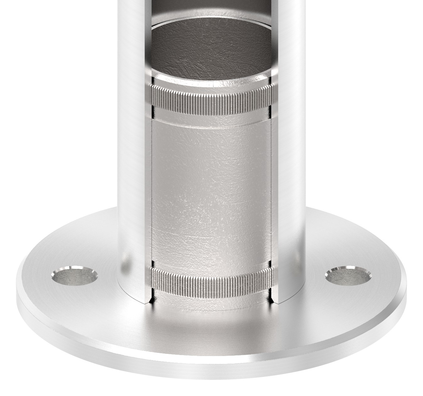 Wand- und Bodenanker mit Rändelung, für Rohr 48,3x2,5mm, V2A