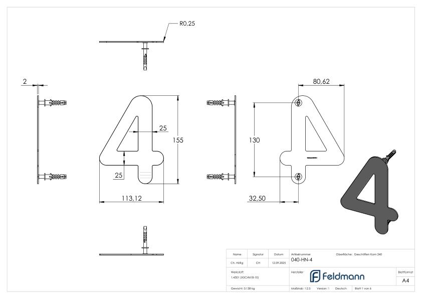 Hausnummer 4 - "klein", V2A