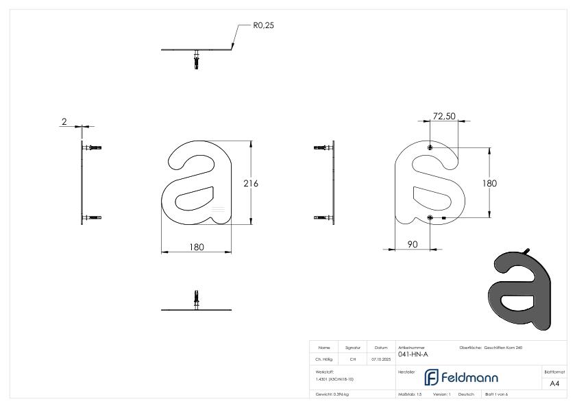 Hausnummer a - "groß", V2A